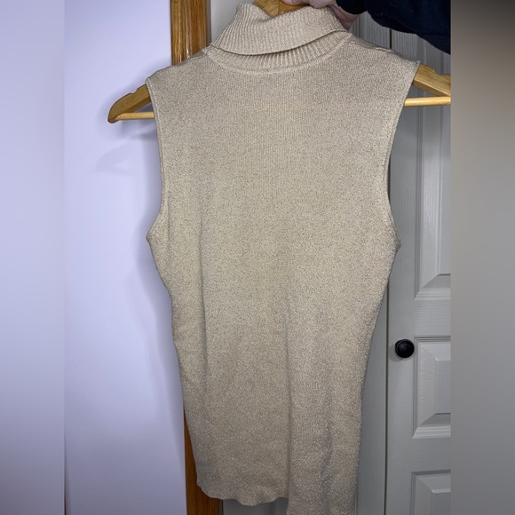 Reitmans Yellow and Gold Metallic Detail Tank Top Turtle Neck + Cardigan - Picture 2 of 10